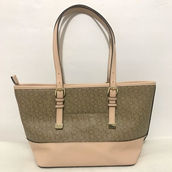 CALVIN KLEIN BLUSH MONOGRAM LOGO TOTE PURSE - Picture 2 of 12